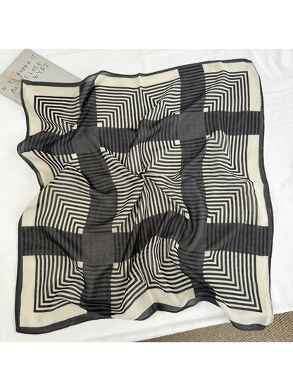 Scarvii - Edgy Printed Tassel Trim Square Scarf