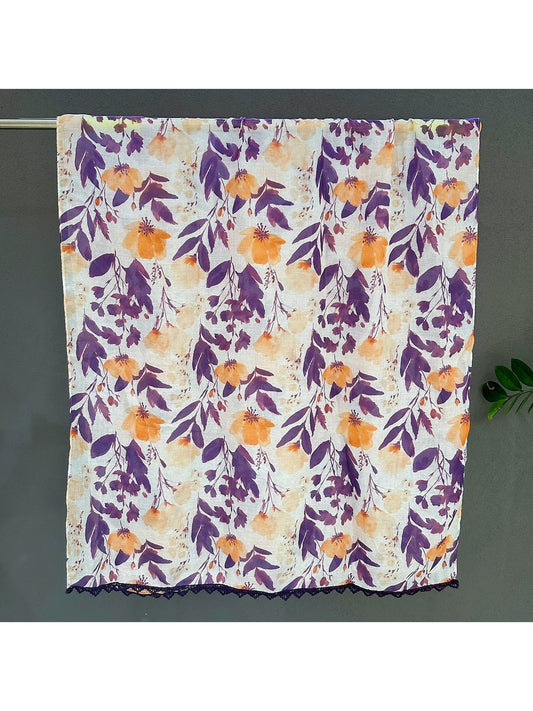 Scarvii - Purple Floral Lace Summer Wrap Scarf