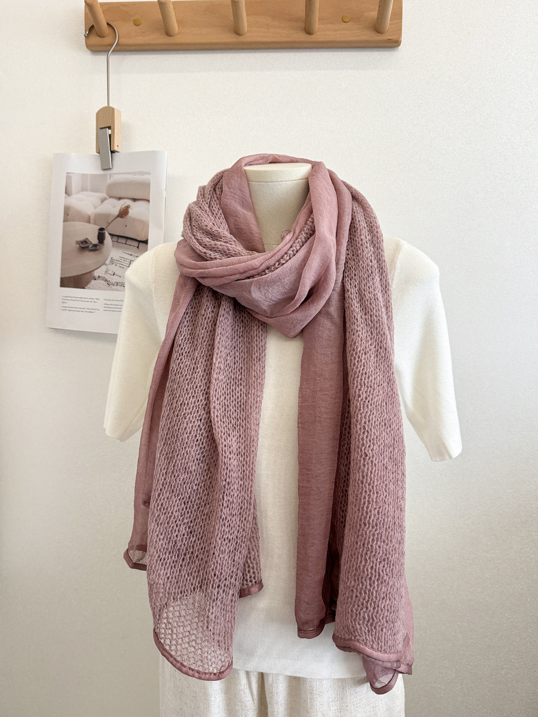 Scarvii - Open Knit Panel Lightweight Scarf