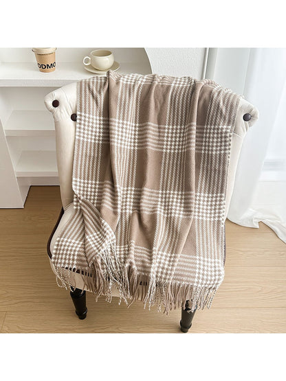 Scarvii - Long Plaid Draped Tassel Winter Scarf