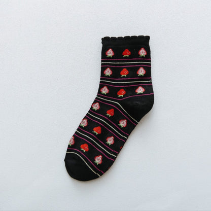 Rufia - Strawberry Cake Pattern Lace Socks