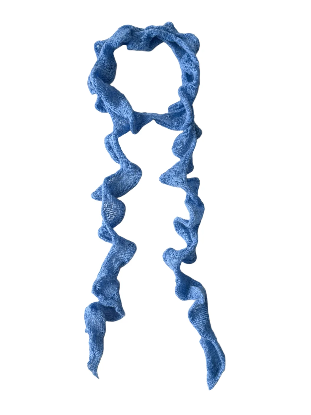 Scarvii - Solid Color Ruffle Skinny Scarf