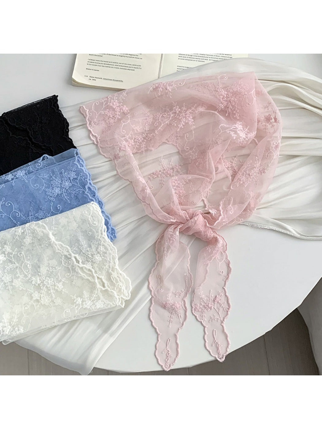 Scarvii - Sweet Lace Sheer Triangle Scarf - Feminine & Delicate