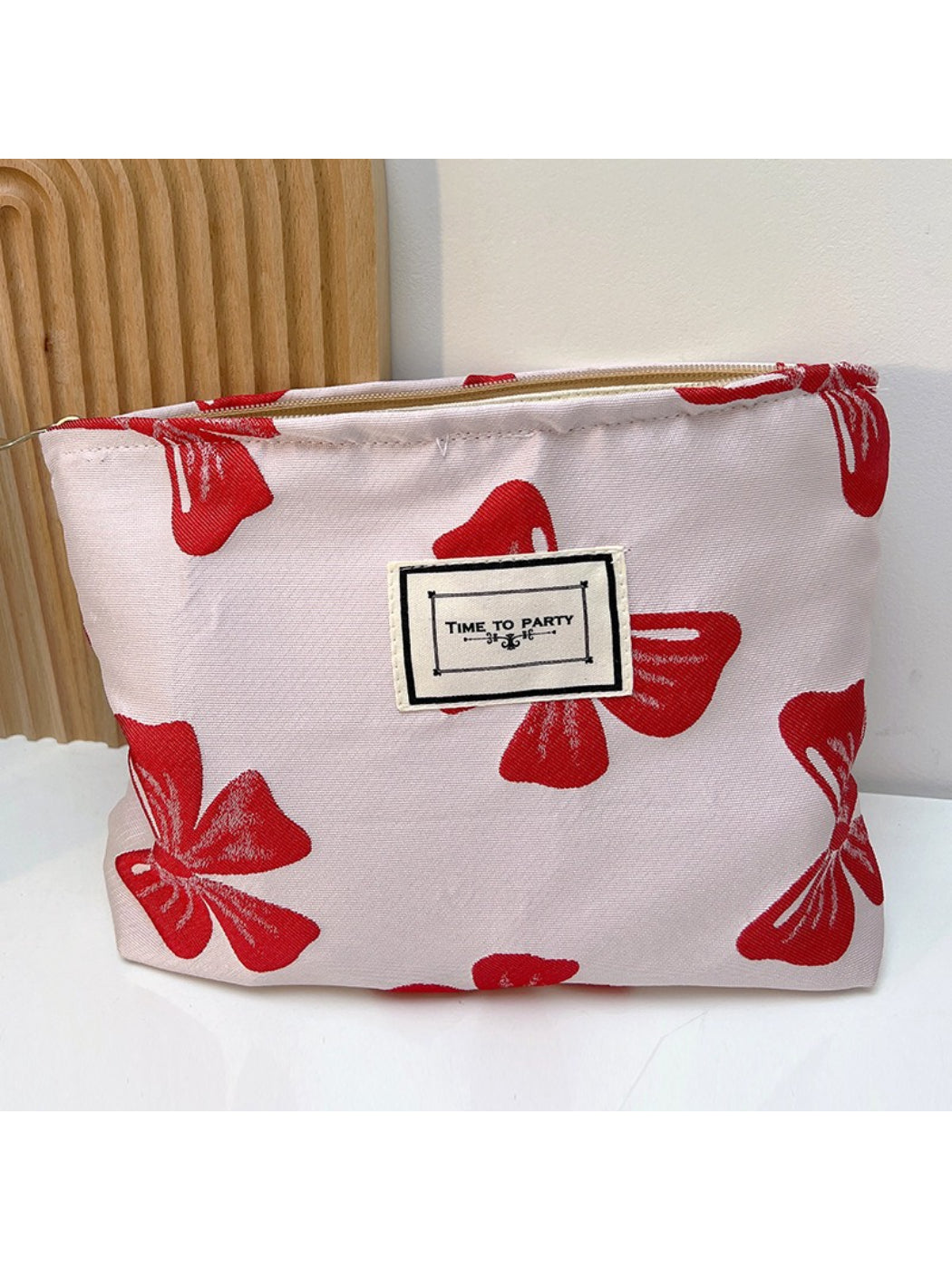 Cosbai - Ribbon Bloom Zipper Pouch