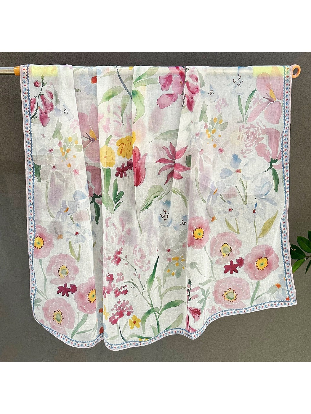 Scarvii - Soft Watercolor Floral Printed Square Scarf