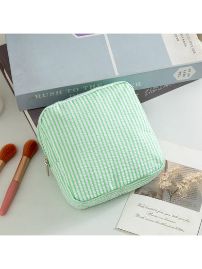 Cosbai - Pinstripes Zipper Cosmetic Organizer Bag