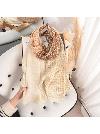 Scarvii - Soft Retro Geo Print Lightweight Scarf