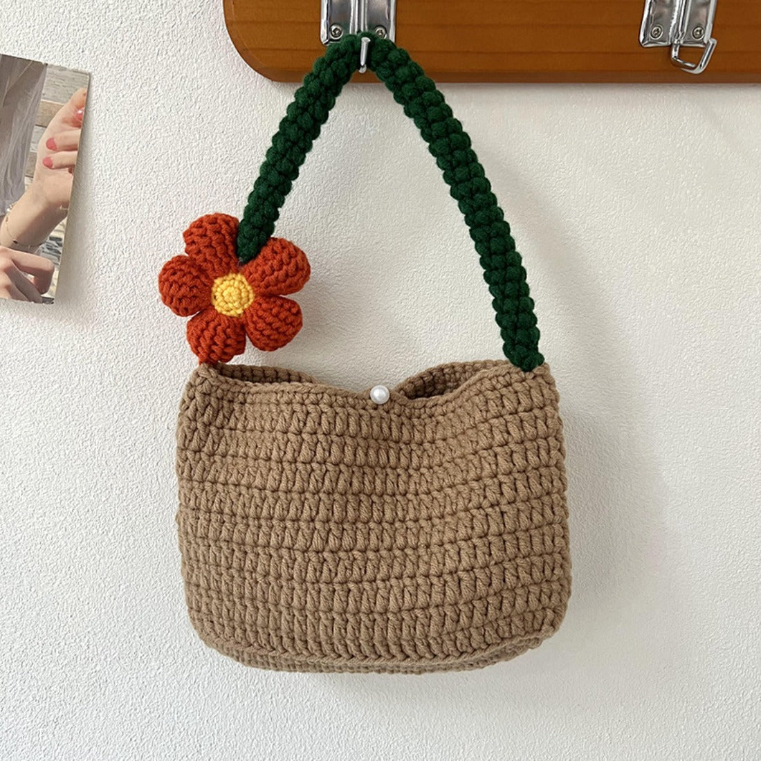 Cosbai - Handmade Knitted Cute Small Flower Bag