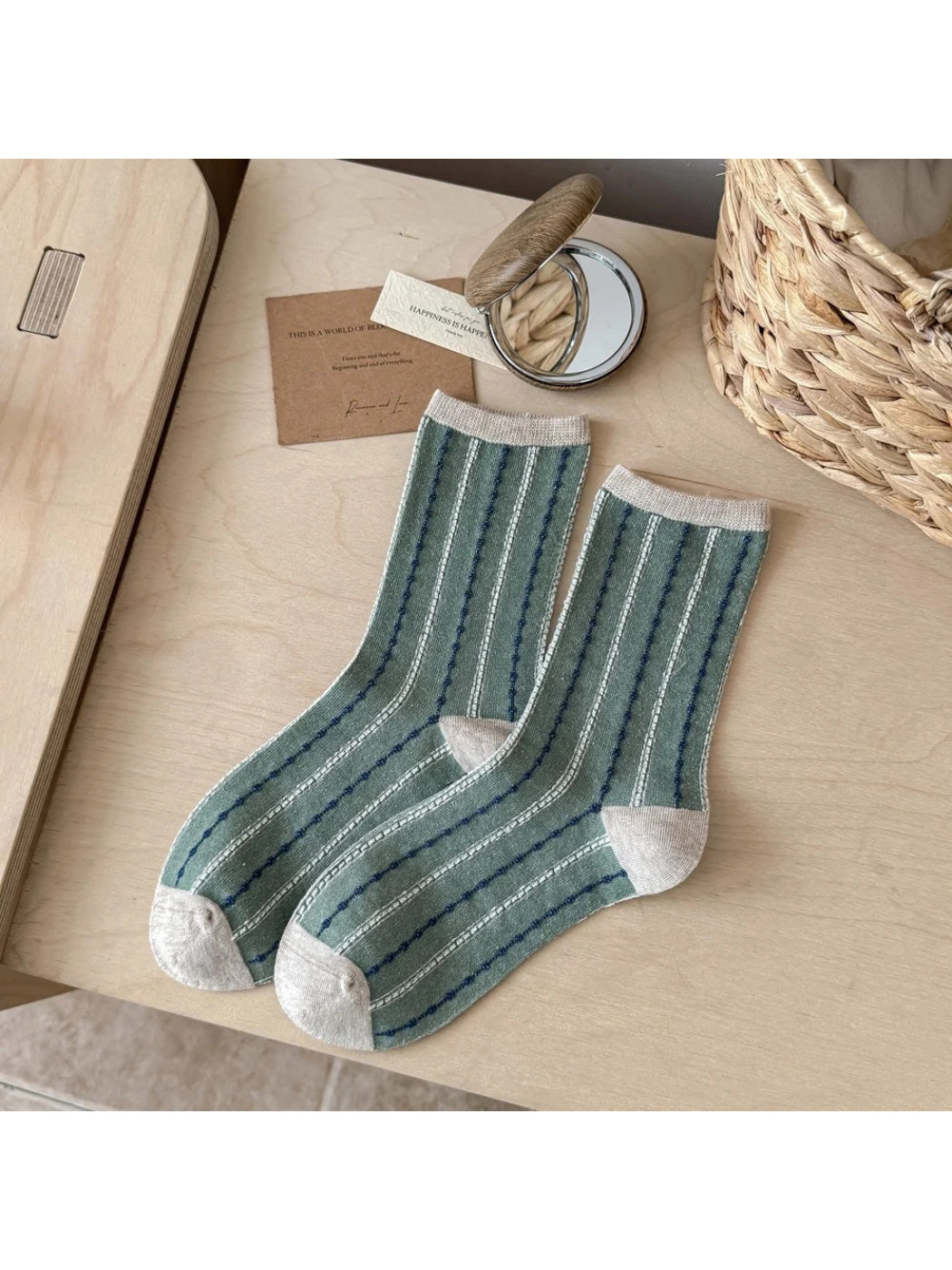 Rufia - Narrow Stripe Contrast Crew Socks