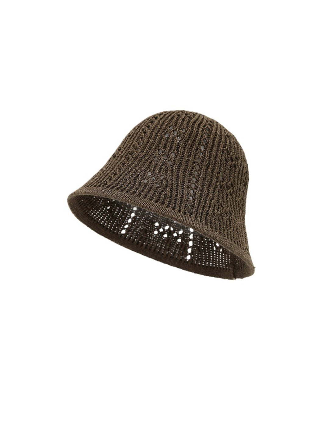 Haila soft openwork knit casual bucket hat folded to display knit texture and casual style