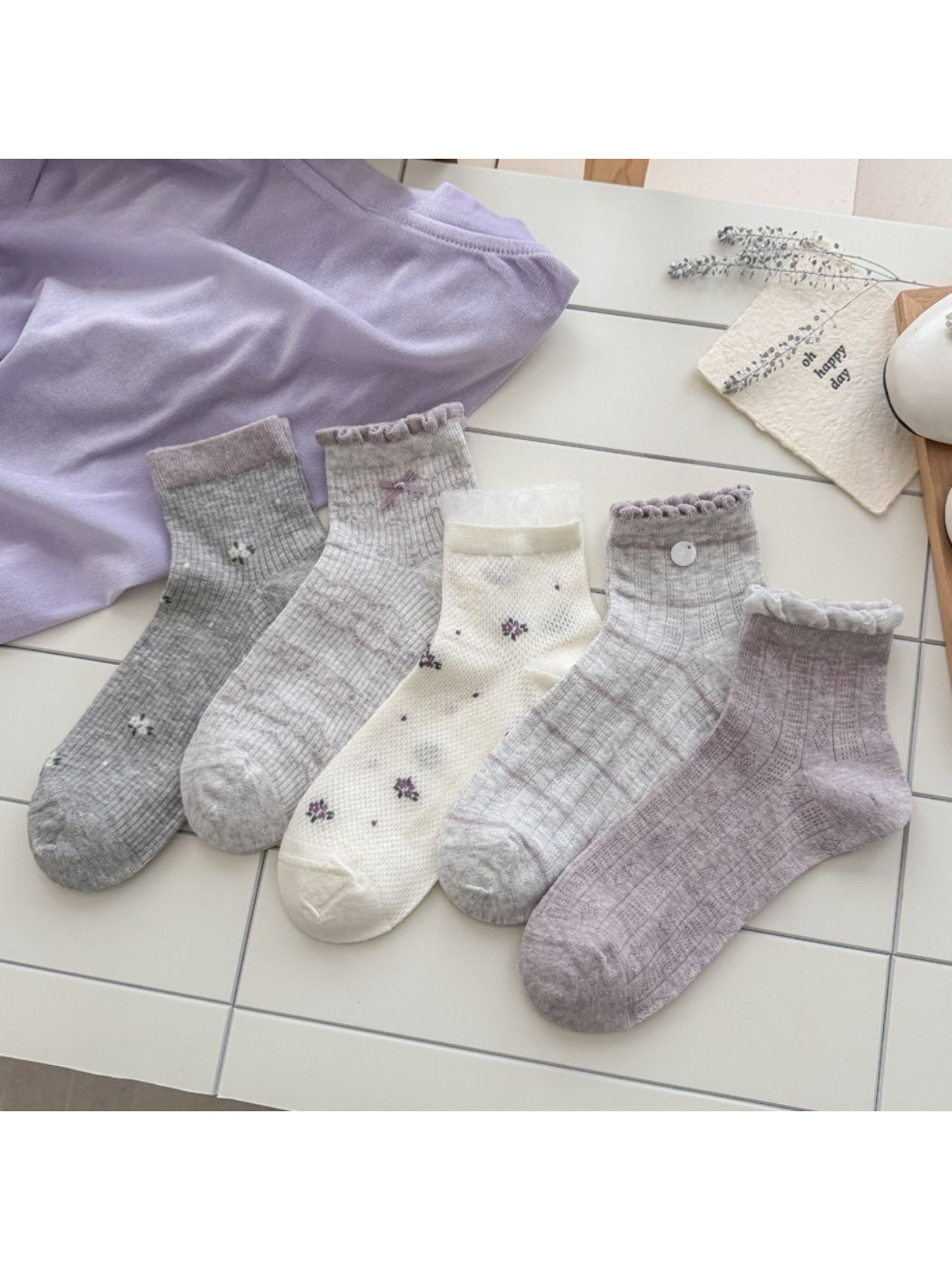 Rufia - Soft Pastel Mixed Knit Ankle Socks product image 1