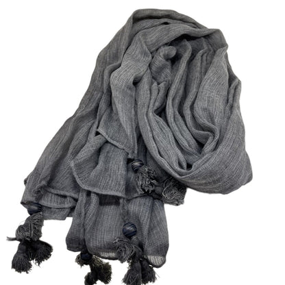 Scarvii - Large Color-Block Scarf With Fringe