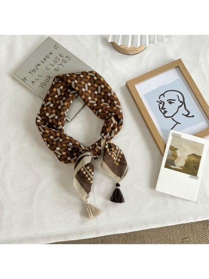 Scarvii - Polka Dot and Geometric Print Square Scarf