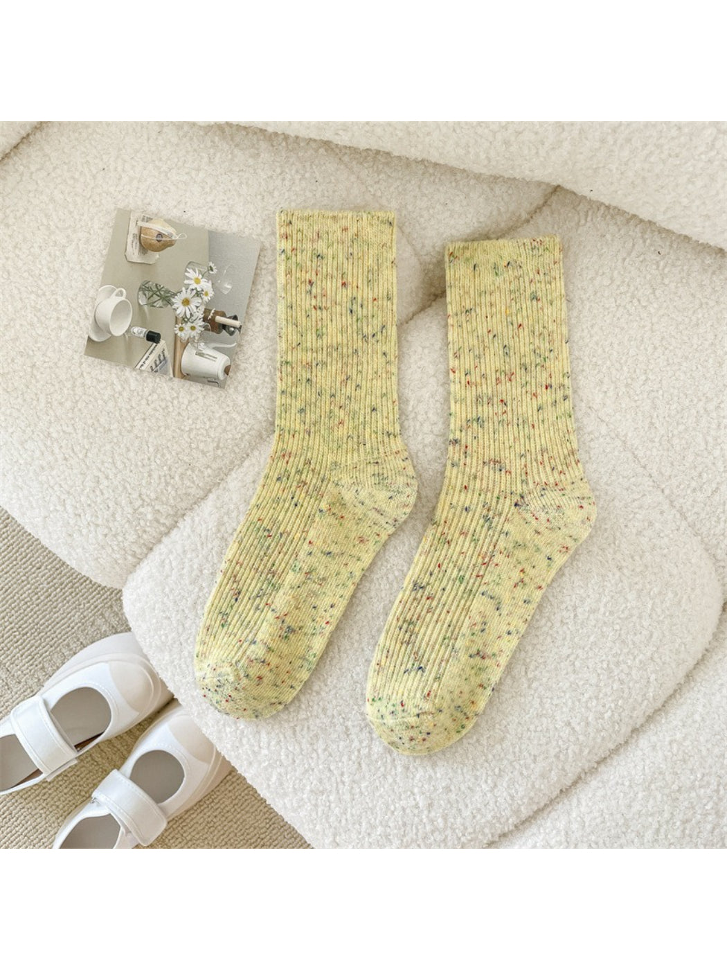 Rufia - Speckled Rib Knit Crew Socks