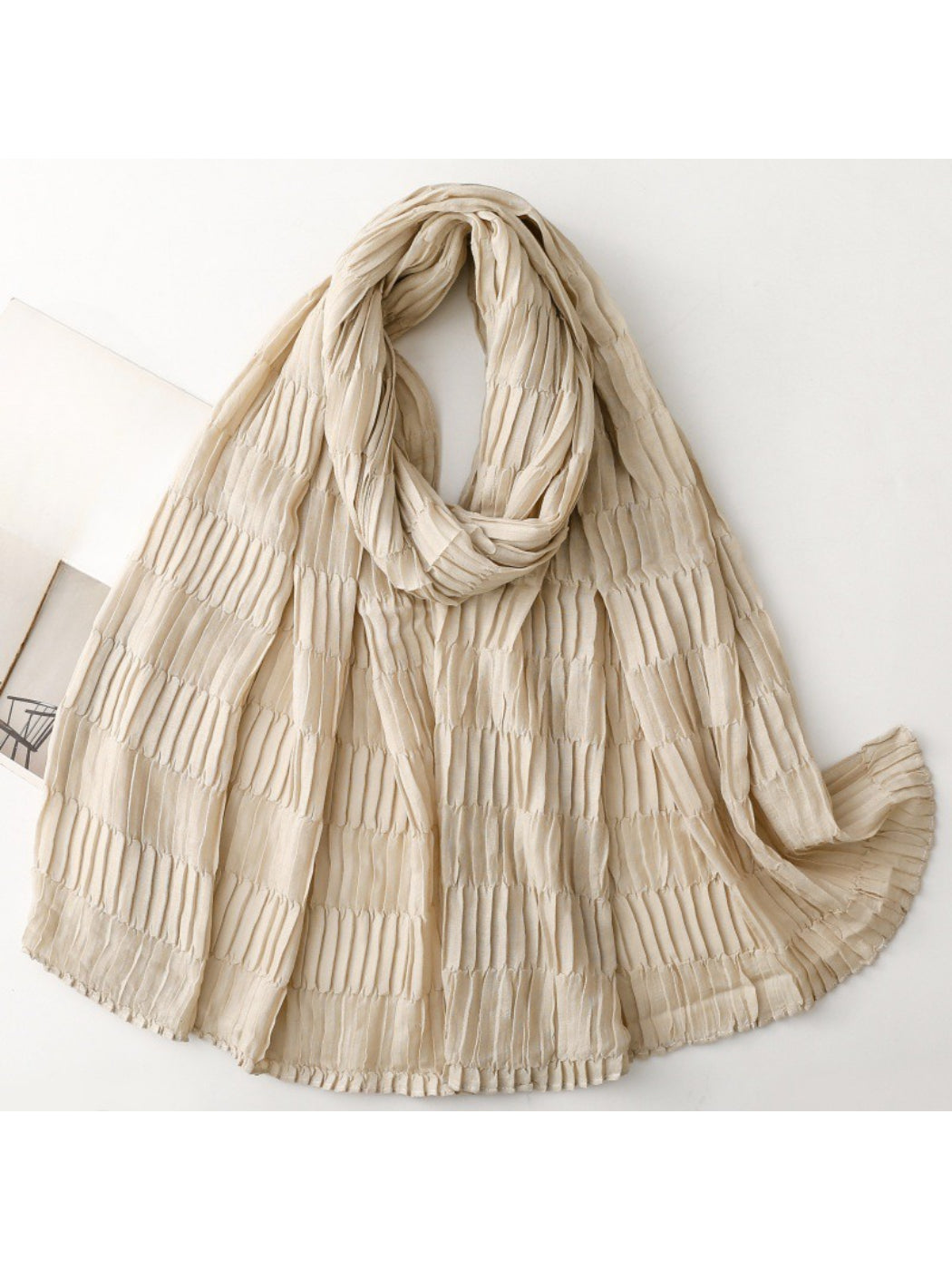 Scarvii - Textured Pleated Finish Long Scarf