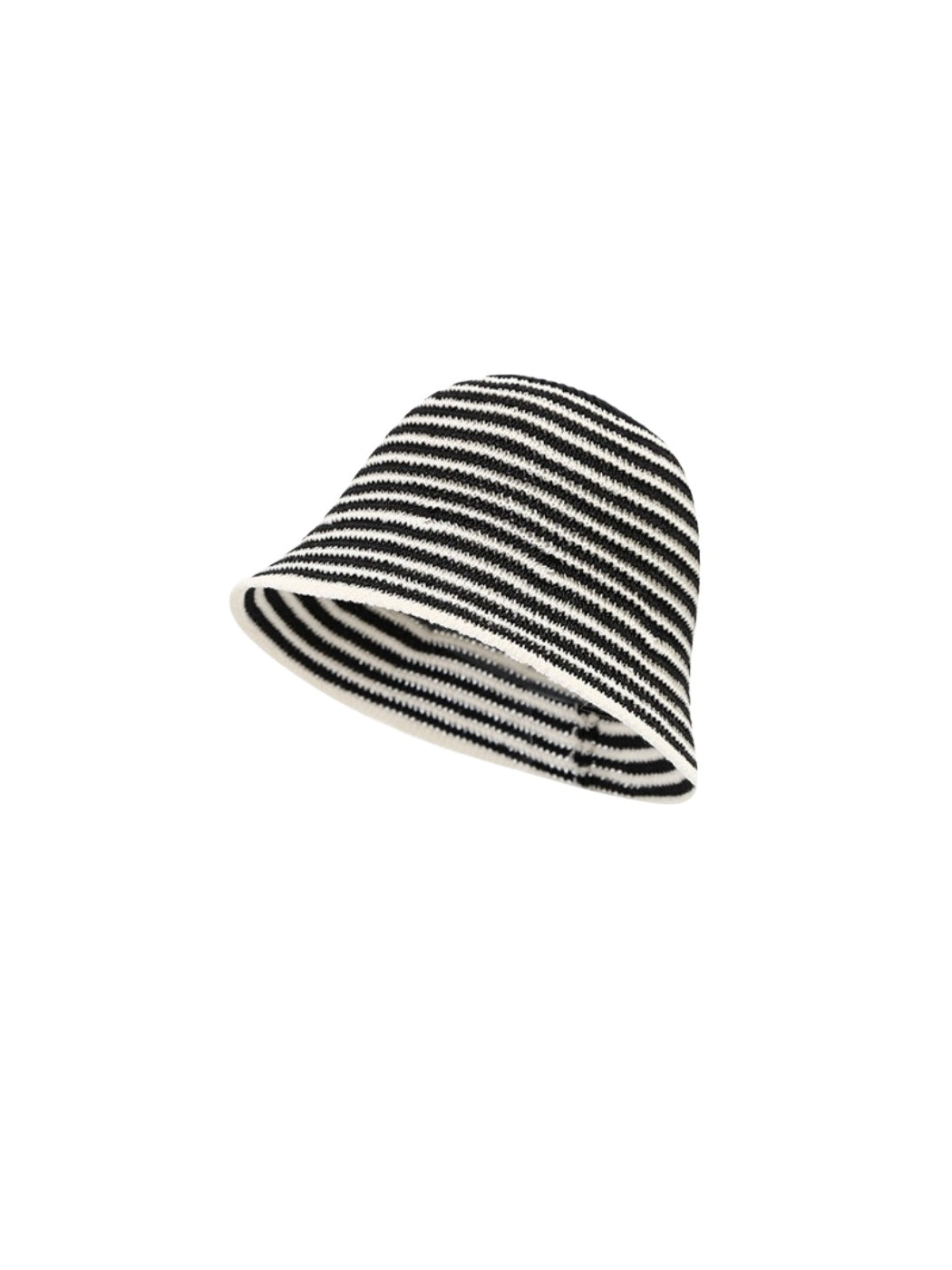 Side view of Haila stripe knit bucket hat showing knit texture and stripes