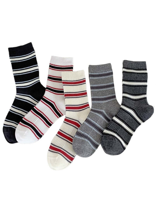 Rufia - Striped Sporty Mid-Calf Socks for Women