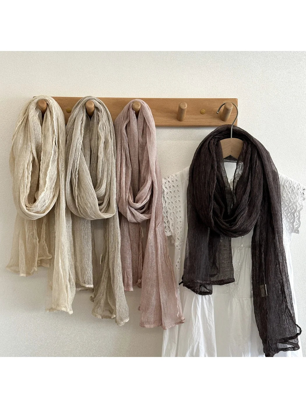 Scarvii - Sheer Crinkled Texture Scarf