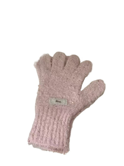 Gloving - Simple Solid-Color Full-Cover Knitted Gloves