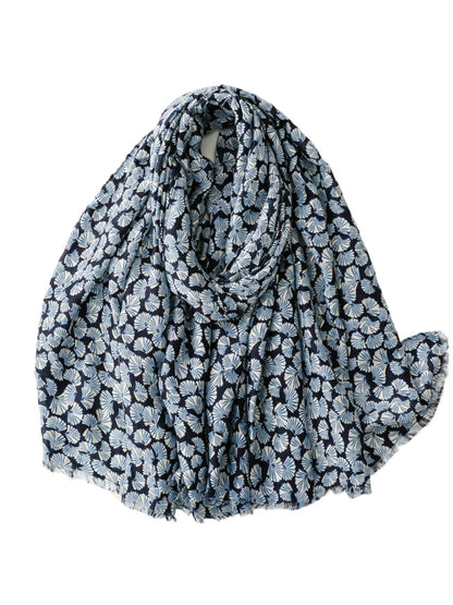 Scarvii - Lightweight Allover Leaf Print Scarf