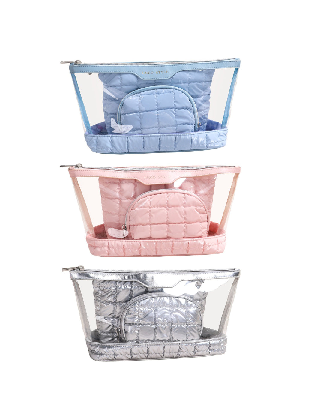 Cosbai - Clear Makeup Bag with Quilted Inner Pouch
