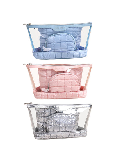 Cosbai - Clear Makeup Bag with Quilted Inner Pouch