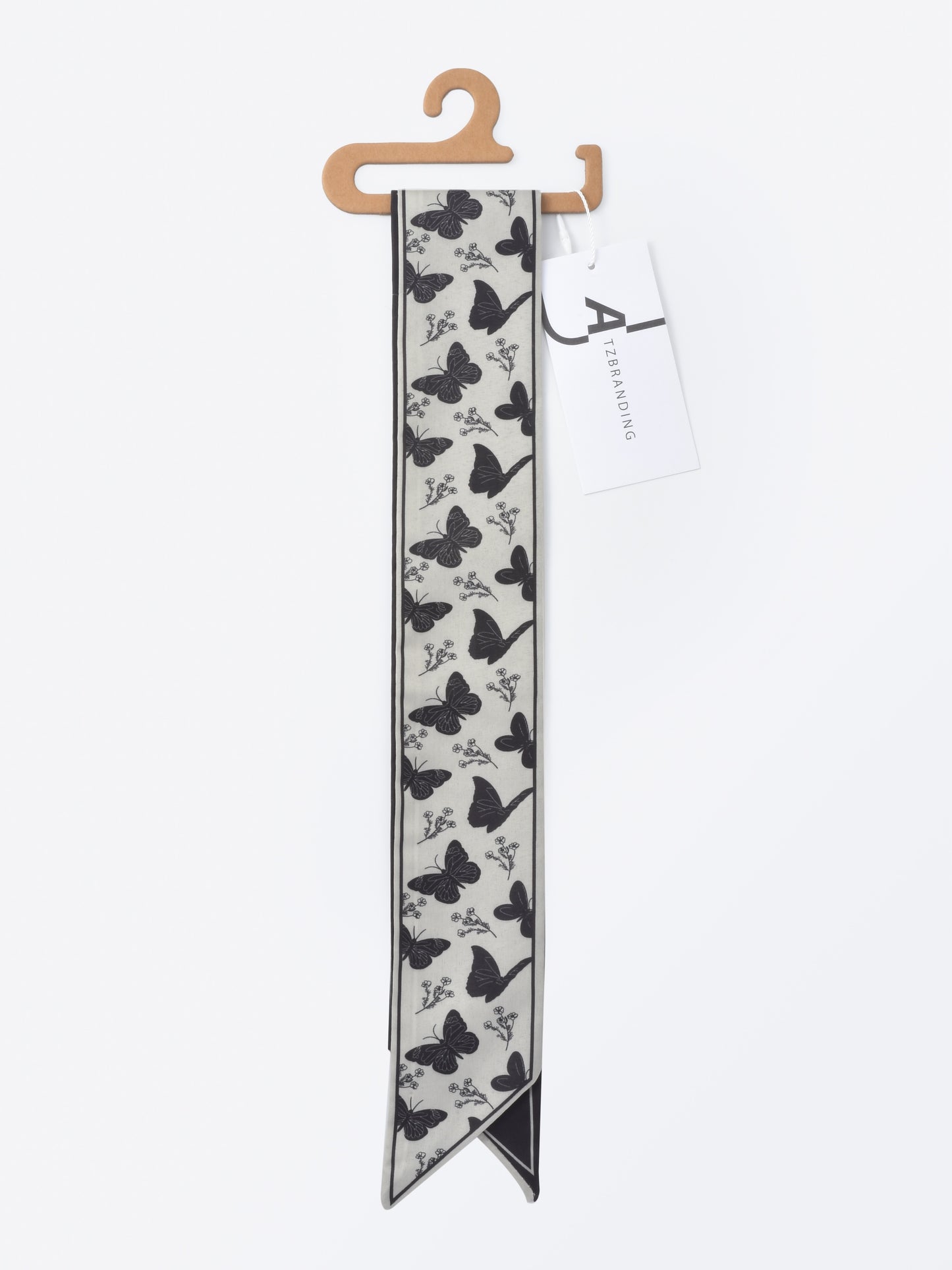 Scarvii - Vintage Butterfly Motif Skinny Scarf