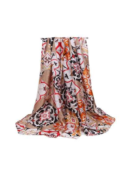 Scarvii - Elegant Colorblock Floral Printed Scarf
