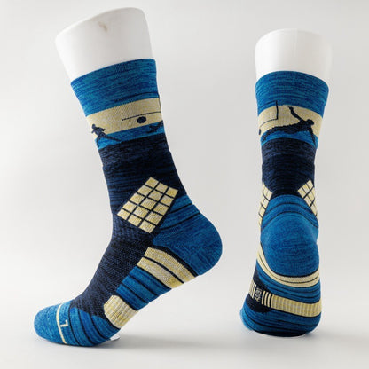 Close-up of Rufia sock heel and toe areas with reinforced stitching