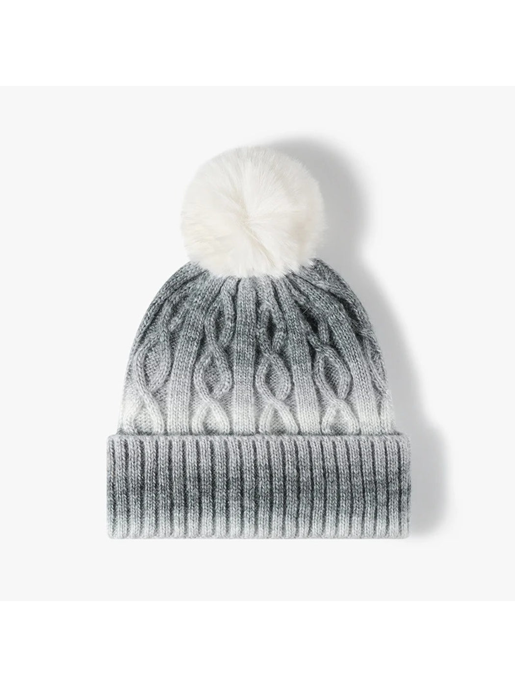 Haila - Gradient Cable Knit Pom Beanie