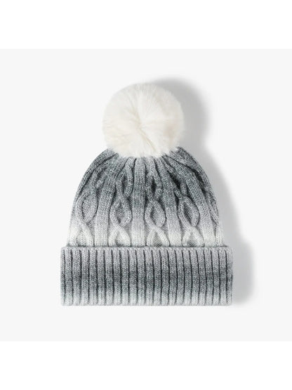 Haila - Gradient Cable Knit Pom Beanie