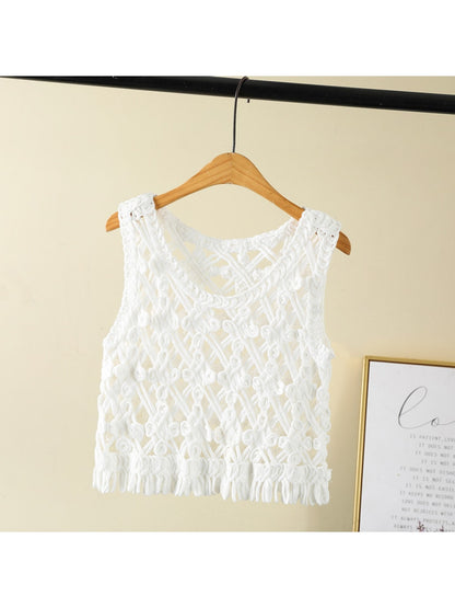 Crosa - Geometric Hollow-Out Sleeveless Knit Vest