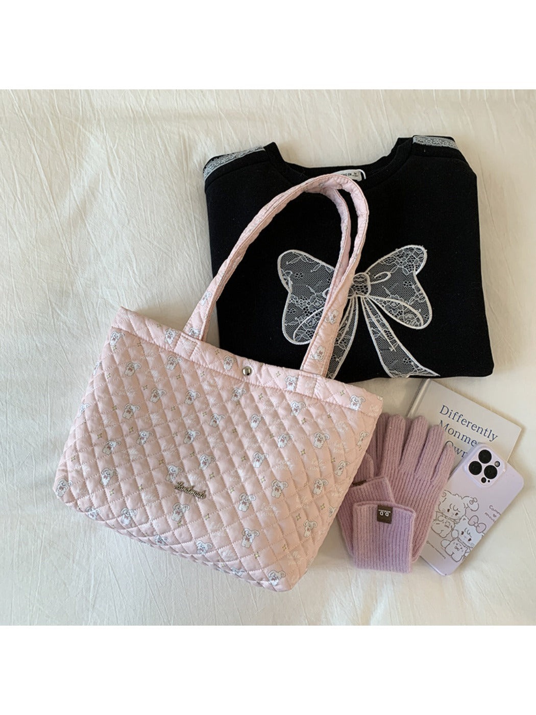 Cosbai - Tote Shoulder Bag with Cartoon Pattern