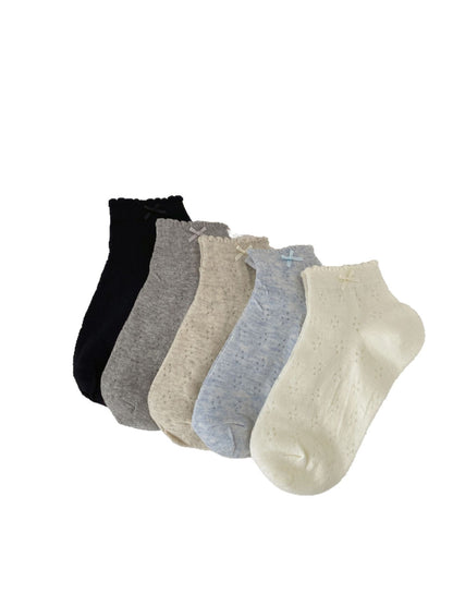 Rufia - Ribbon Mesh Ankle Socks - image 1