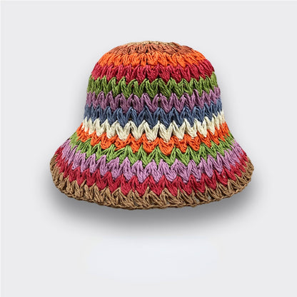 Haila Rainbow Straw Sun Hat for Women color options including COFFEE-A, COFFEE-B, BLUE-A
