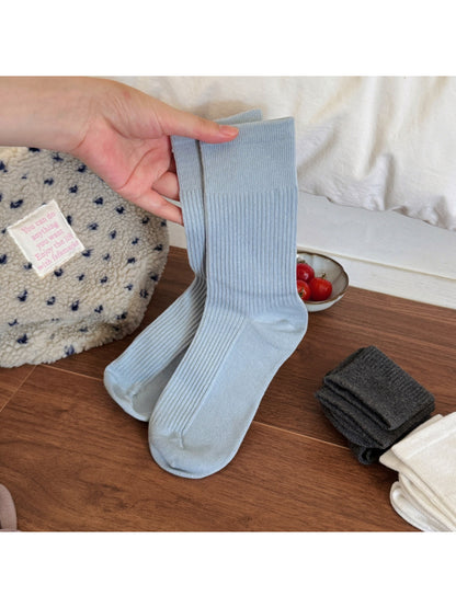 Rufia - Solid Ribbed Everyday Crew Socks