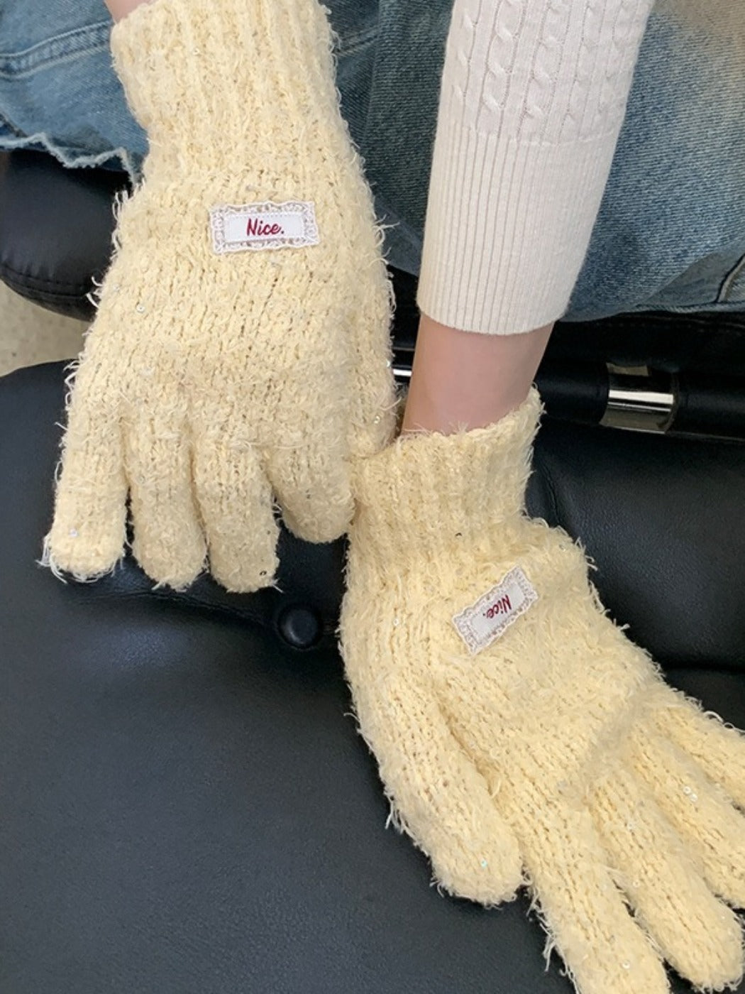 Gloving - Simple Solid-Color Full-Cover Knitted Gloves