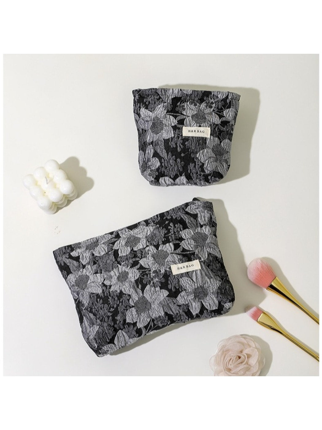 Cosbai - Floral Jacquard Toiletry Bag Cosmetic Pouch