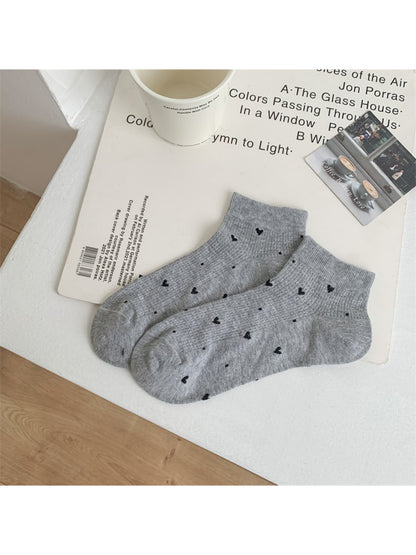 Rufia ankle socks displayed flat showing heart pattern and cuff detail