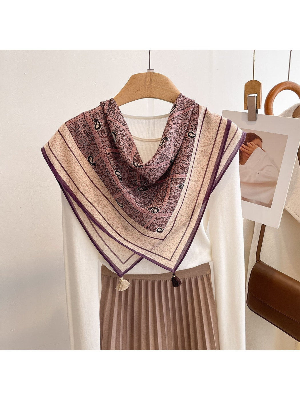 Scarvii - Plaid Paisley Print Fashion Square Scarf