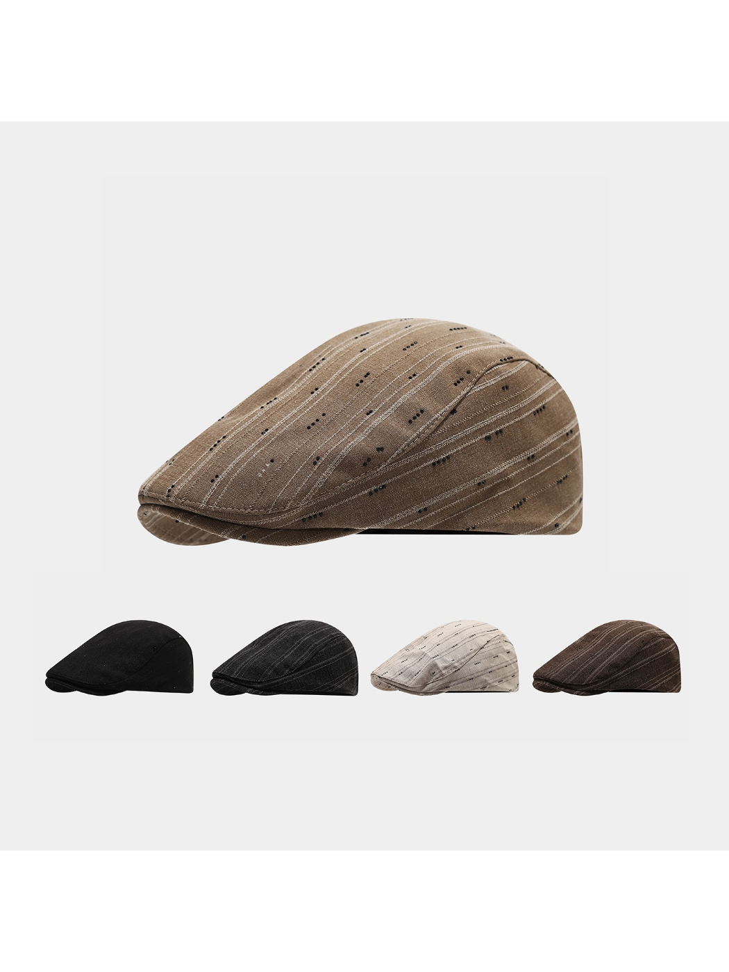 Haila - Textured Pinstripe Newsboy Cap