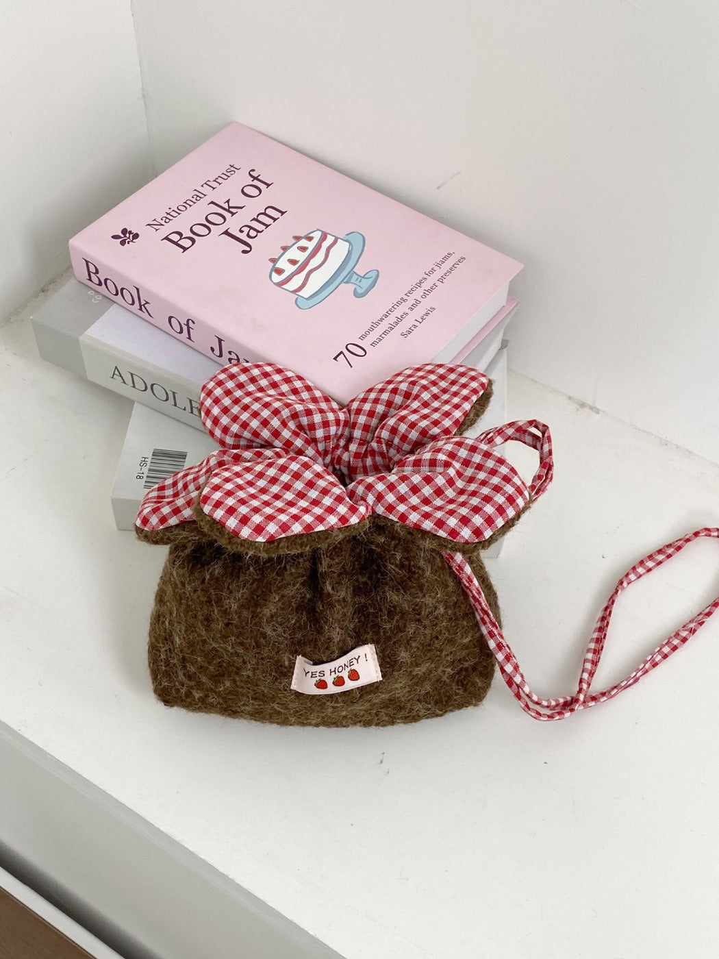 Cosbai - Drawstring Bag with Fluffy Flower