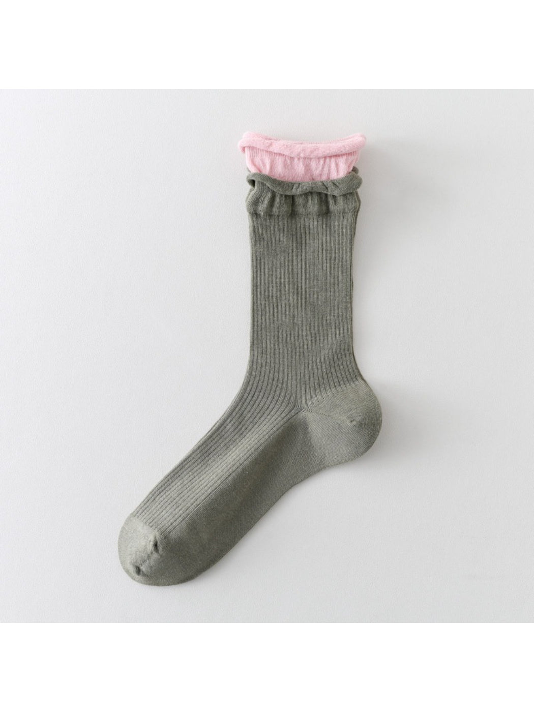 Rufia - Minimal Ribbed Contrast Edge Crew Socks