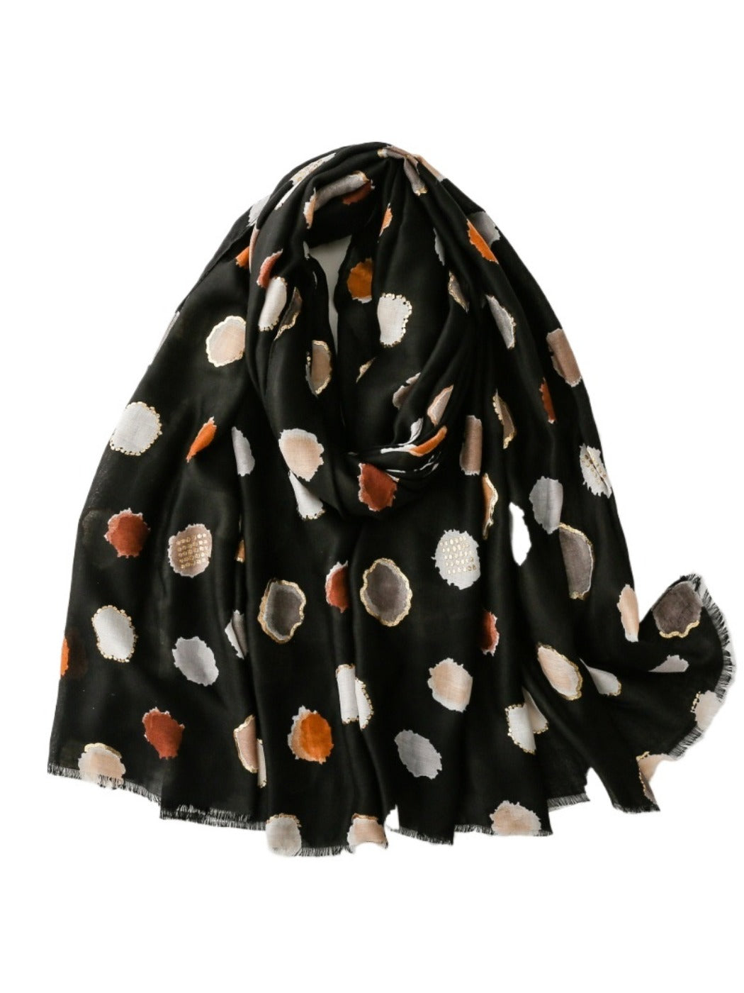 Scarvii - Light Airy Colorful Polka Dot Oversized Scarf