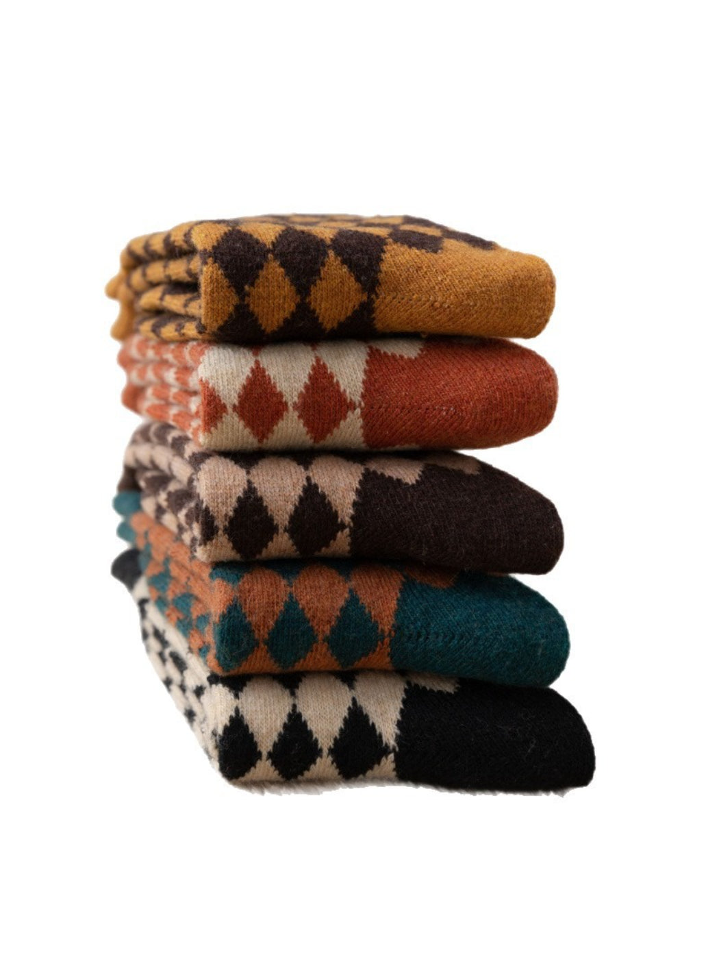 Rufia - Retro Argyle Warm Crew Socks