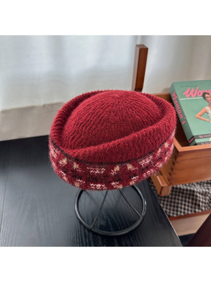 Haila - Brimless Round Crown Knitted Beret Hat