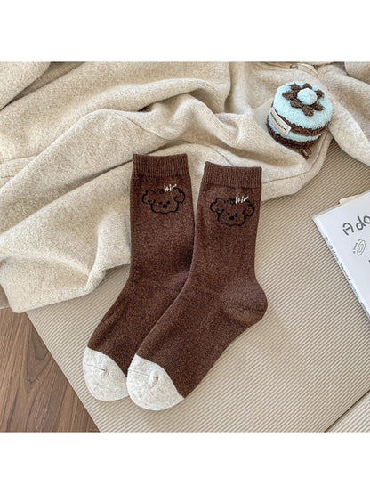 Rufia - Cute Bear Face Crew Socks