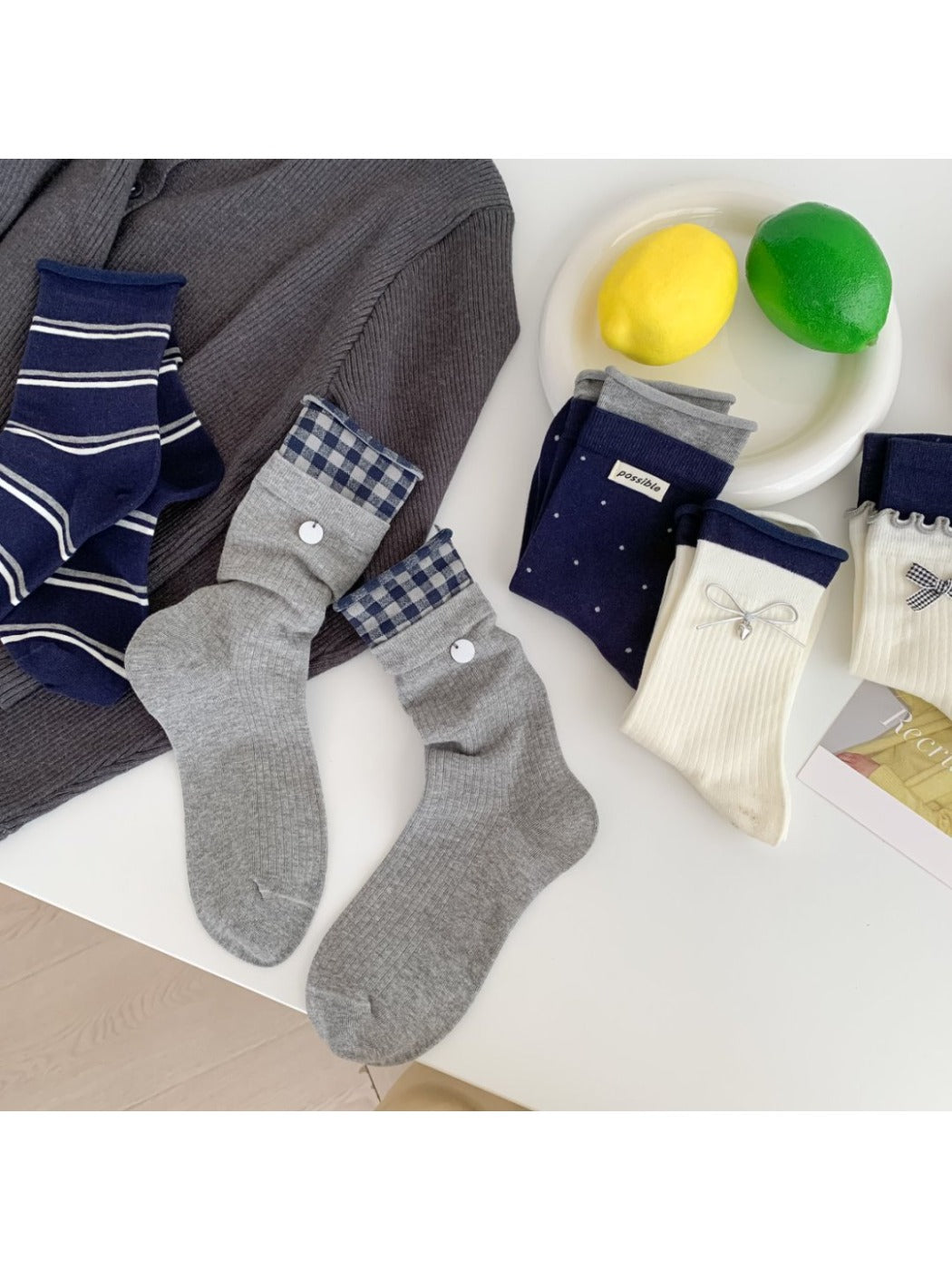 Rufia - Women's Mid-Crew Capsule Socks with Minimalist Prints