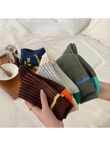 Rufia - Subtle Stripe Contrast Crew Socks