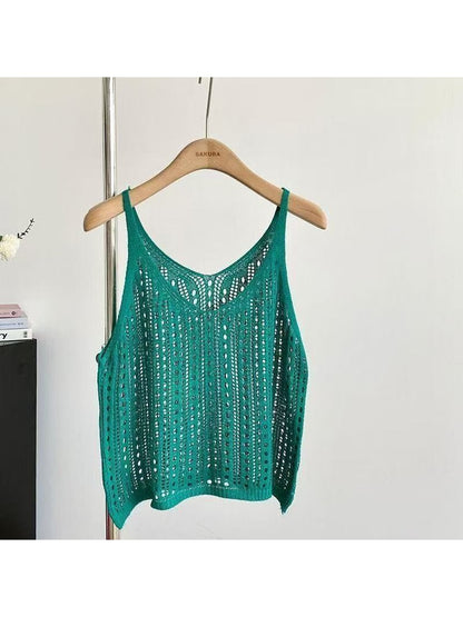 Crosa - Cute Loose Fit Solid Color Knit Vest